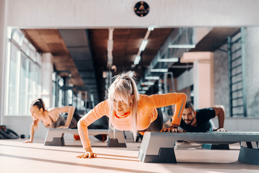 People exercising in group.